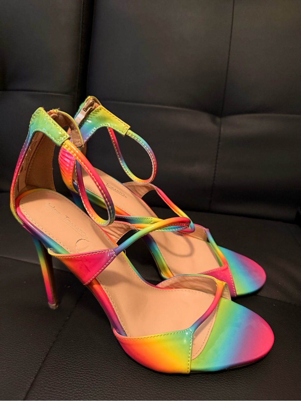 Hot Tomato Rainbow Gradient Strappy High Heels